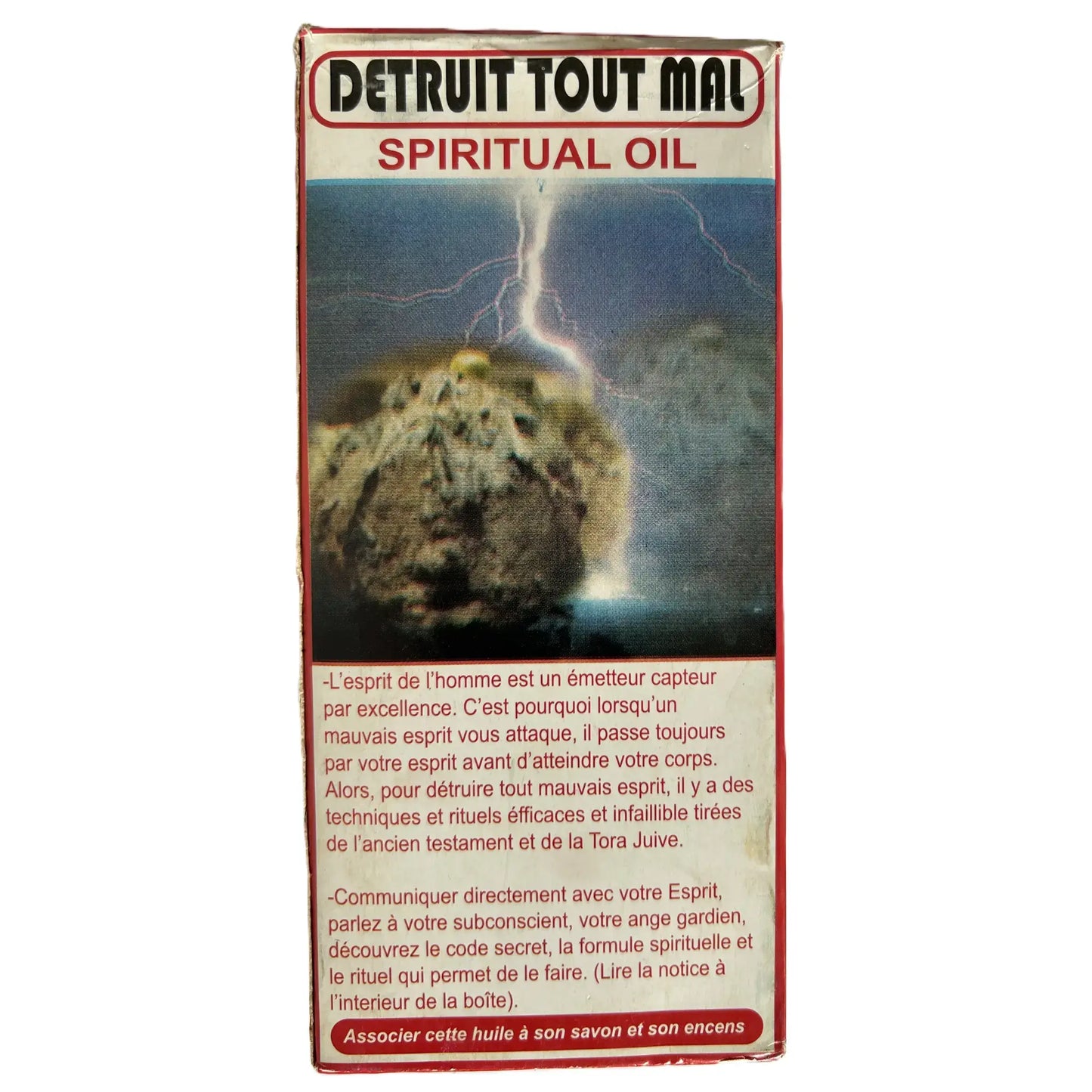 Boite d'huile spirituelle détruit tout mal