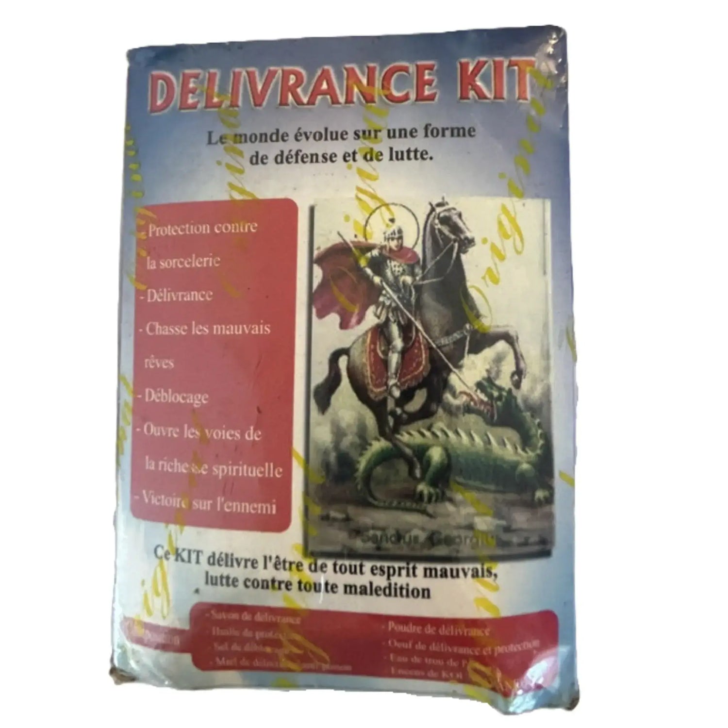 Vue arrière de la boite du kit de délivrance