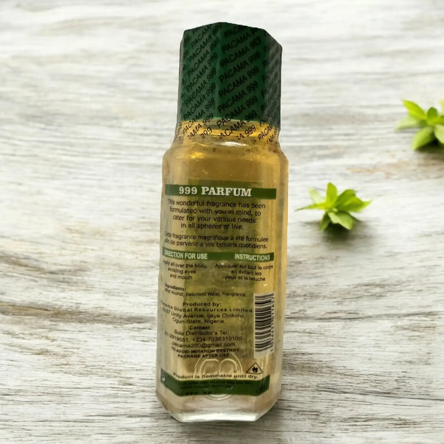 Étiquette de la Bouteille de parfum 999
