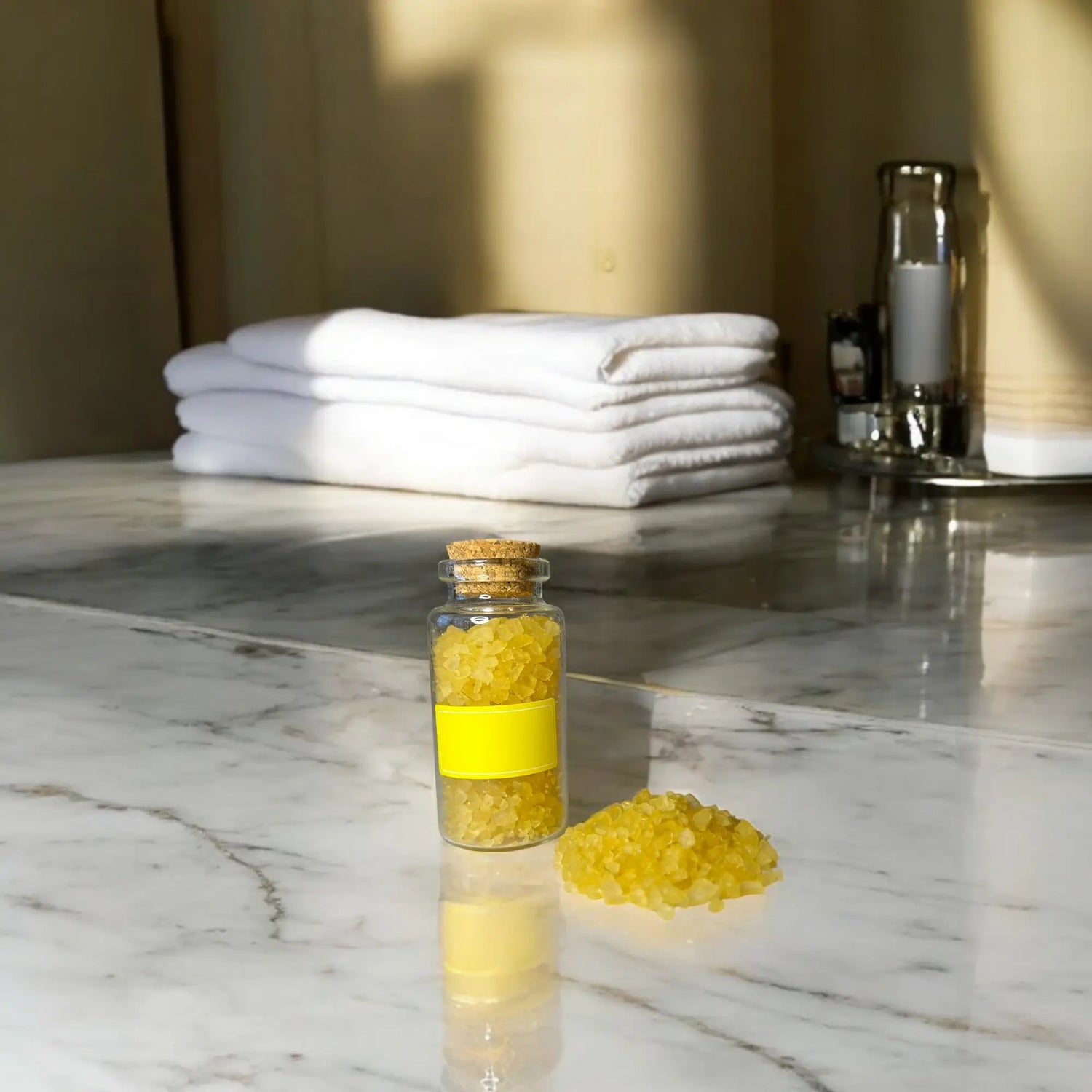 Cristaux de sel de Moise dans une salle de bain