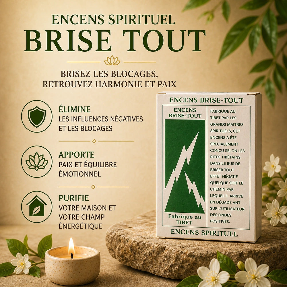 Encens spirituel Brise Tout pour éliminer les influences négatives, apaiser l’énergie et purifier la maison