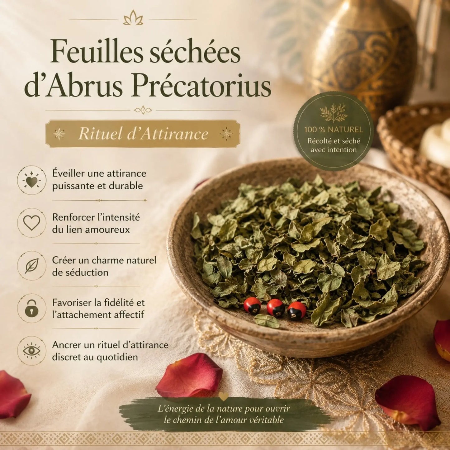 Feuilles séchées d'Abrus Précatorius, Rituel d'Attirance
