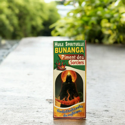 Boite de l'huile spirituelle Bunanga dans un jardin