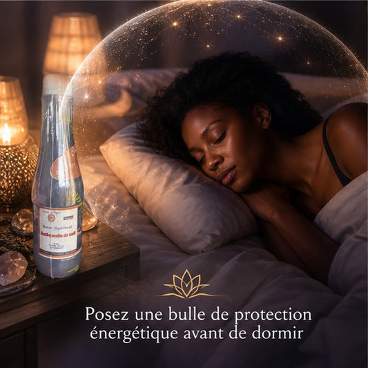 Bain spirituel anti couche de nuit près du lit pour poser une bulle de protection énergétique avant de dormir