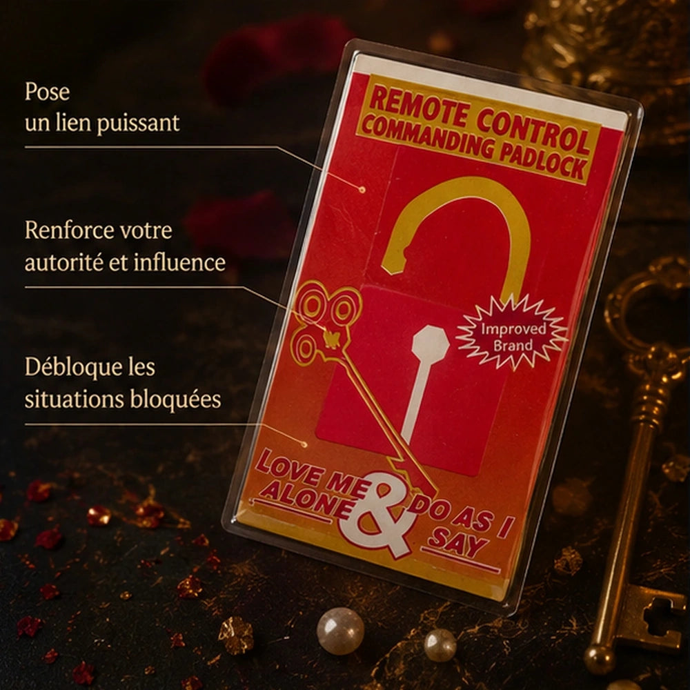 Cadenas d’envoûtement en gros plan avec clés et éclats dorés, pour renforcer autorité et influence spirituelle.