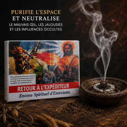Encens Back to Sender utilisé en purification pour neutraliser le mauvais œil, les jalousies et les influences occultes