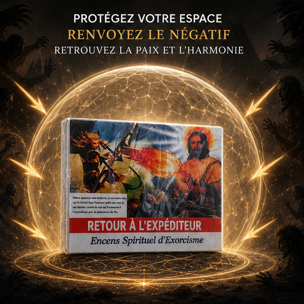 Encens Back to Sender entouré d’un bouclier lumineux pour protéger l’espace, renvoyer le négatif et retrouver la paix
