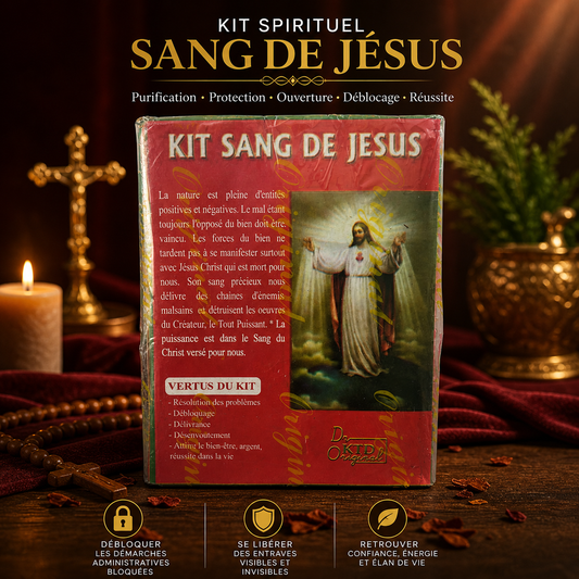 Visuel spirituel du Sang de Jésus évoquant la délivrance, la protection et l’ouverture du chemin vers un nouveau départ