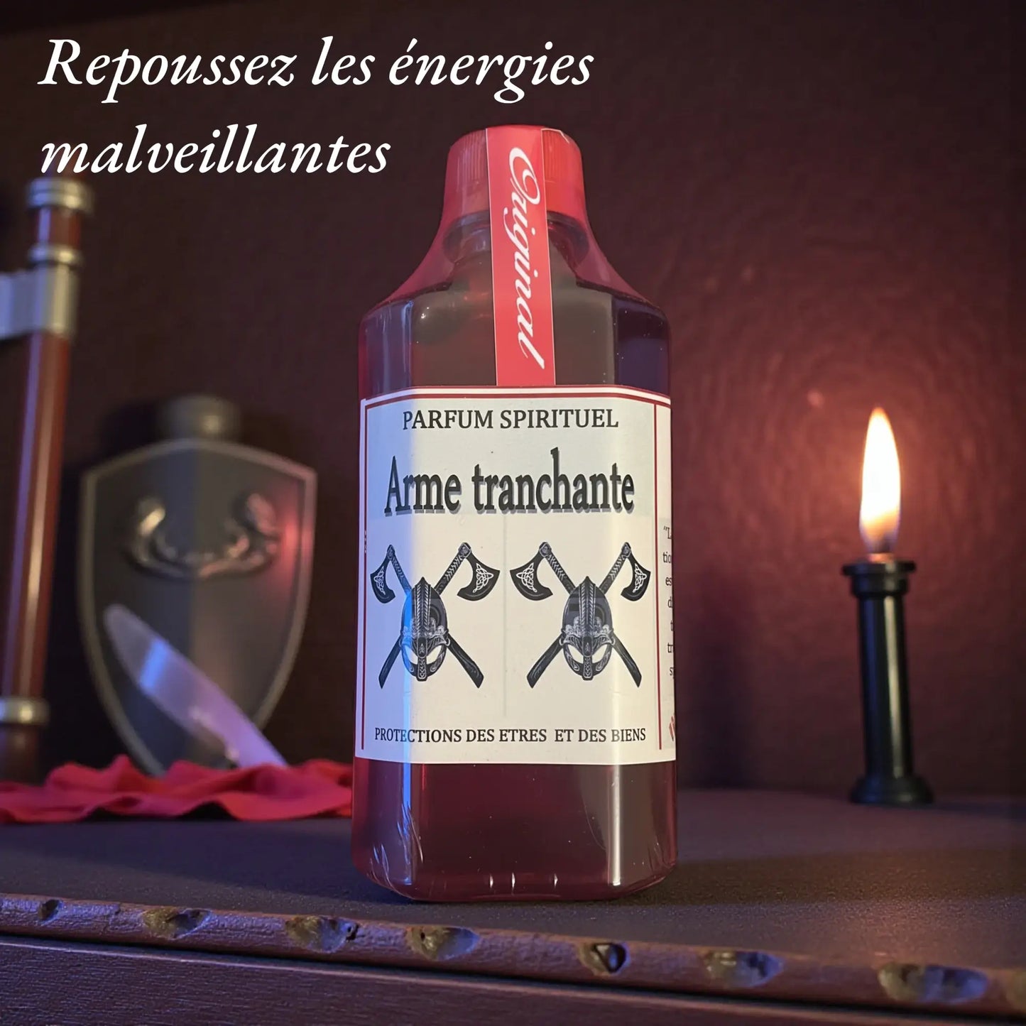 Bouteille de parfum "arme tranchante"