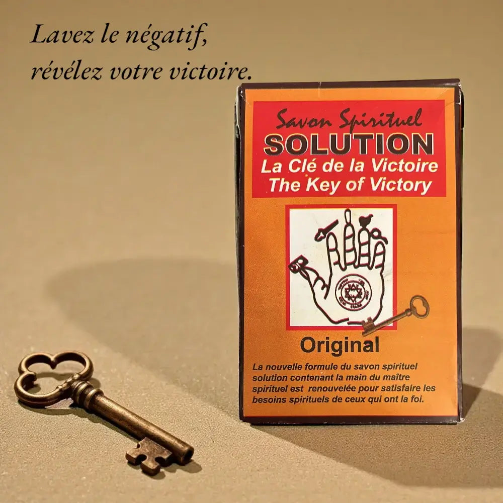 Boite du savon solution la clef de la victoire pour laver le négatif