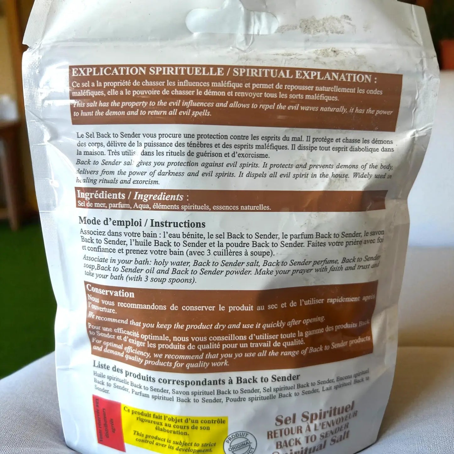 Sel Spirituel "Back to Sender" – Protection et Purification